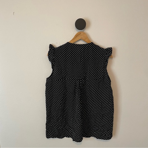 Savanna Jane Black Polka Dot Embroidered Flutter Sleeve Top Size Large - Picture 6 of 8
